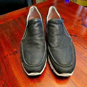 Ron White mens dark blue brushed leather shoes